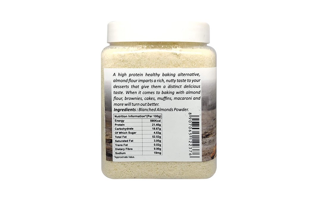 Puramio Premium Almond Flour    Plastic Jar  500 grams